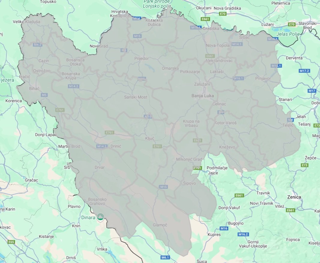 Mapa Bosanska Krajina